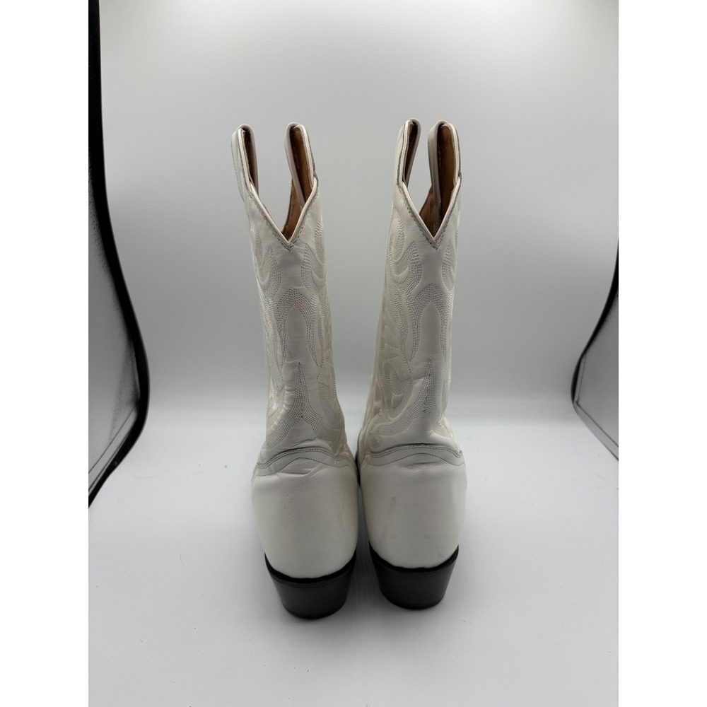 J.B. Dillon Western Boots Womens 12 White Good Leather Embroidered Cowboy - Picture 4 of 10